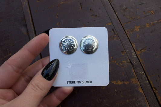 Stamped concho stud earrings